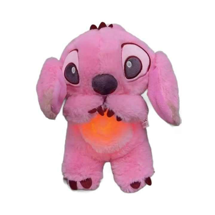 Image of Tinytotem Stitch Sleeping Breathing Teddy with Music and Light Soft Toy for Girls Huggable Heart Beat Plush Toys for Kids & Babies Cuddly Animal Stuff Huggable Gifts for Toddlers Pink 32 cm