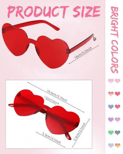 9 Pairs Heart Glasses Heart Shaped Frameless Sunglasses Trendy Transparent Color Party Sunglasses2