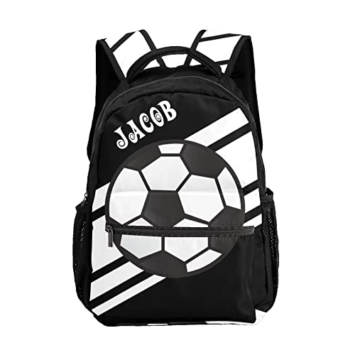 Soccer Sports Black Personalized Kids School Backpack Custom for Boys Girls Primary Daypack School Bookbag Travel Bag