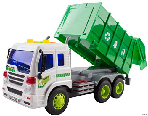 Memtes Friction Powered Garbage Truck Toy with Lights and Sound for Kids - Thumbnail 2