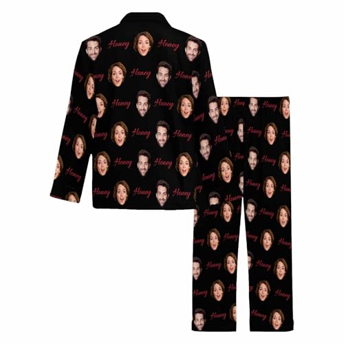 Personalized Pajamas Set with Face Text Custom Pajamas Photo Matching Pj Pants for Couples Men Christmas Valentine's Day2