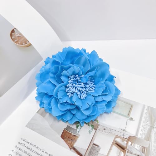 Image of Peony Fabric Flower Brooches Oversize Lapel Pins Extra Big Brooch Delicate Dancing Party Prom Wedding Charm Banquet Dress Suit Guest Corsage Accessories Gifts Dancer Large Hairpin Clip 110mm