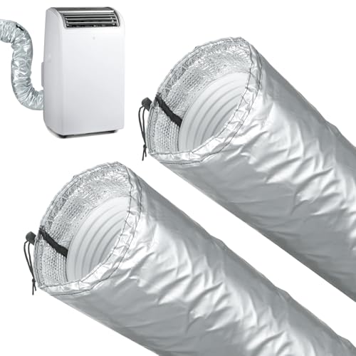 Image of 2 Pcs Portable AC Hose Insulation Sleeve, Air Conditioner Hose Cover Wrap for 5 inch & 5.9 inch Diameter Exhaust Hose, AC Duct Vent Cover Sleeve with Upgrade Heat Insulation Material,One Step Install