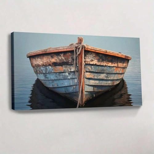 Art mural 2D vieux bateau en bois de style réaliste pour chambre