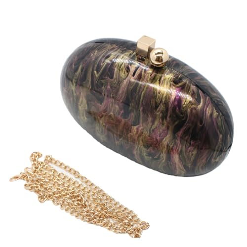 Image of Acrylic Evening Clutch Bag for Women Shell Shape Shoulder Crossbody Bag Glitter Marble Purse Handbag