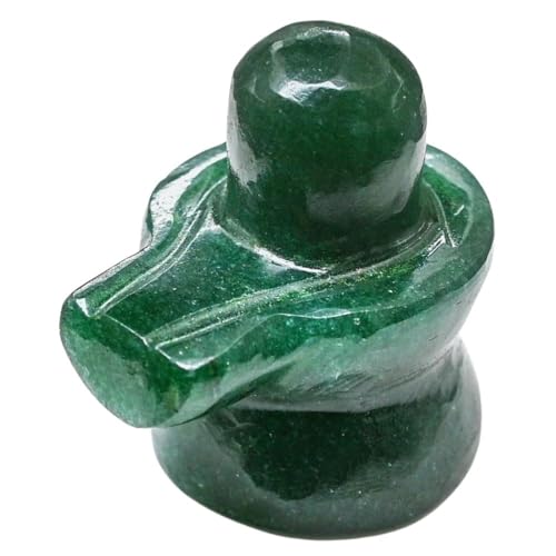 Image of SS Murti Natural Green Jade Shivling Statue Hand-Carved Marakatha Margaj Stone Crystal Lingam for Home Decor, Office Desk, Meditation, Vastu & Gifting (50 Grams (Approx.))