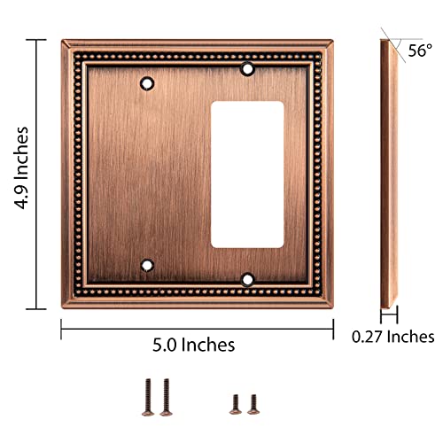 Image of Henne Bery Sunken Pearls Heavy Duty Decorative Wall Plate Switch Plate Outlet Cover (Blank /Decorator, Antique Copper)