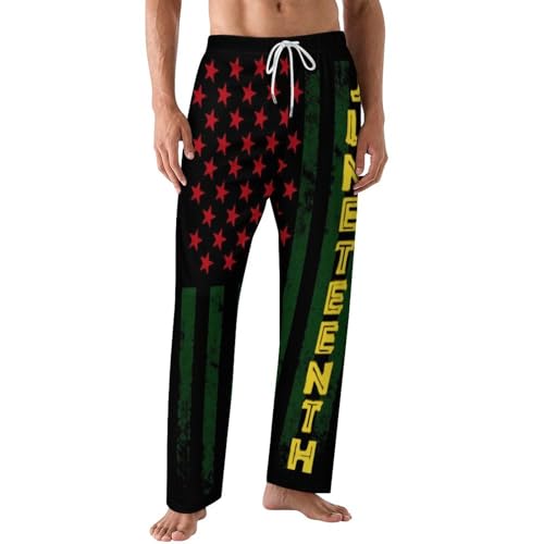 Juneteenth American Flag Sleeping Pajama Pant for Men Casual Lounge Pocket Drawstring Sleepwear Sleep Pants 3XL