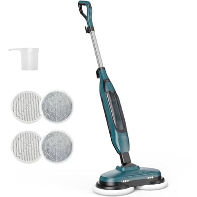 NEWBULIG Steam Mop, All-in-One Steam Mops for Floor Cleaning with Rapid Re-heat, Self-Standing Floor Steamer, 4 Rotating Scrub Pads, 2 LED Headlights, for Hardwood Floors & Tile