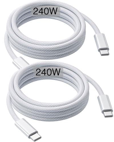 240W USB C Kabel 2m, USB C auf USB C ladekabel (2 Stück), 5A Schnellladekabel für Macbook Pro M3/Macbook Air M4,iPad Pro...