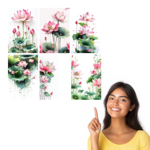 Image of SiddArtify Lotus Flower Wall Art Prints Set - Botanical Poster Decor for Living Room Bedroom Office - 12x18 inch Board Pack of 6