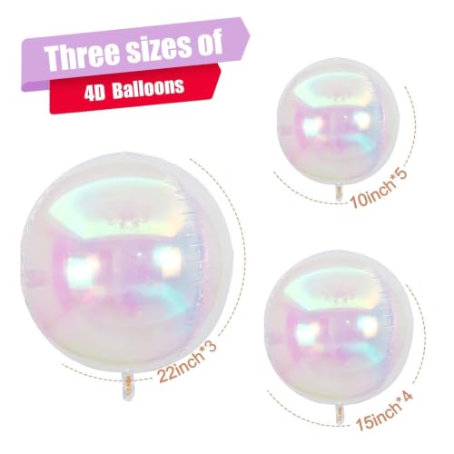 Image of 12PCS Iridescent Round Foil Balloons 22 inch 15 inch 10 inch Large Holographic Balloon