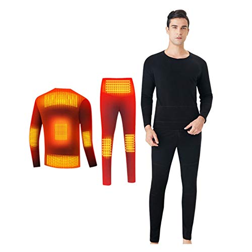 ER621YI Garder au Chaud Ski d'hiver sous-vêtements Set Set USB Batterie alimentée Thermique Thermique chauffée Pantalon Smart Phone Control Temps de température Fragile (Color : Black Suit, Size : C) Cover