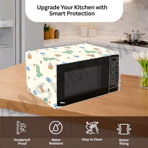 Image of Printed Microwave Oven Cover | Dustproof Waterproof Non-Slip Fabric Cover | Kitchen Decorative Appliance Protector | Kitchen Appliance Cover. (DainoSaur)