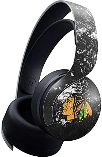 Skinit Decal Gaming Skin Compatible with Pulse 3D Wireless Headset for PS5 - Officially Licensed NHL Chicago Blackhawks Black Background Design