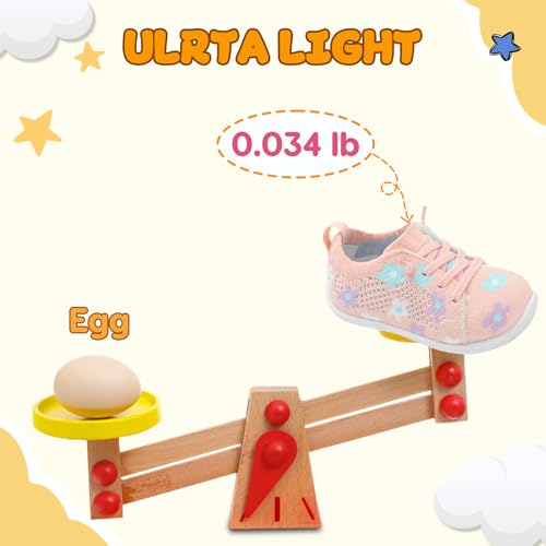 LeIsfIt Toddler Shoes for Boys & Girls Barefoot Breathable Sneakers Slip-On Lightweight Shoe for Walking Tennis School Pink Flower 7.5-8 Toddler