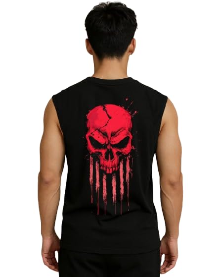 Image of JUGULAR Tank Tops Sleeveless T-Shirt for Men Gym Wear Vest Printed Stylish Round Neck Running for Sports Workout Fitness & Casual or Beach Wear