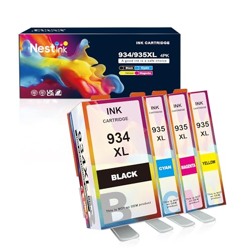 Nestink 934XL 935XL Druckerpatronen (1Schwarz 1Cyan 1Magenta 1Gelb) Ersatz für HP 935xl Multipack Kompatibel HP OfficeJet 6220 6800 6810 6812 6815 6820 6822 6825 HP OfficeJet Pro 6830 6230 6835 6836