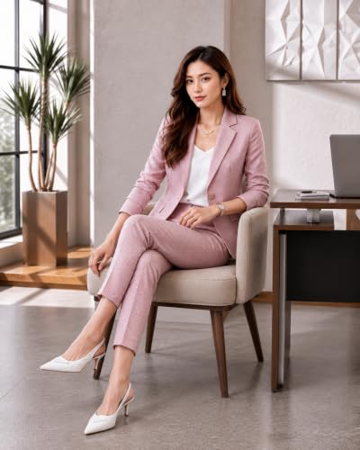 Image of Women's Suit Blazer 3 Piece Office Business Casual Single Breasted Blazer Jacket Pant and Canny Set