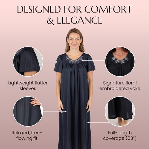 Image of Shadowline Women's Petals 53 Inch Short Flutter Sleeve Long Gown