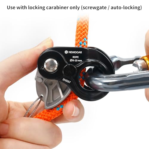 Image of NewDoar Rope Ascender Lightweight Rope Clamp Ascender Riser Adjuster Fits 8-13mm Rope Self-Locking Grip for Rock Climbing,Hunting,Protection Rescue,Rappelling,Arborist,Gear Equipment