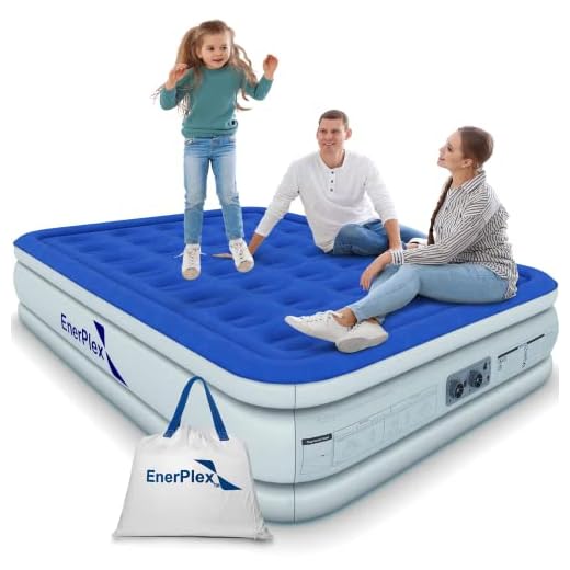 EnerPlex Queen Air Mattress with Built-in Pump - 16 Inch Double Height Inflatable Mattress for Camping, Home & Portable Travel - Durable Blow Up Bed with Dual Pump - Easy to Inflate/Quick Set Up﻿