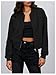 Verdusa Women's Cropped Bomber Jackets Casual Lightweight Jacket Zip Up Long Sleeve Coat Fall Jacket 2025 Black Large