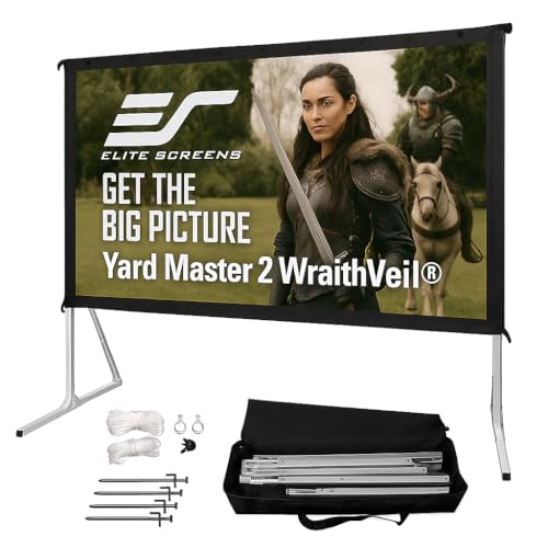 Elite Screens Yardmaster 2 Dual Projector Screen, 135-INCH 16:9, Front and Rear Wraith Veil Dual 4K / 8K Ultra HD, Active 3D, HDR Ready Indoor and Outdoor Projection Screen, OMS135H2-Dual