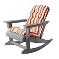 Sundale Outdoor Adirondack Rocking Chair with Cushion, HDPE Patio Plastic All Weather Adirondack Rocker, Water Resistant for Outside, Garden, Pool, Yard, Grey