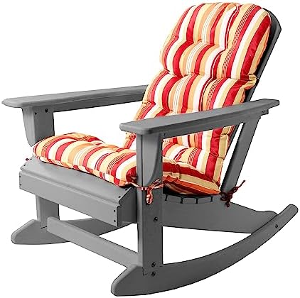 Sundale Outdoor Adirondack Rocking Chair with Cushion, Patio Plastic All Weather Adirondack Rocker, Water Resistant for Outside, Garden, Pool, Yard, Grey