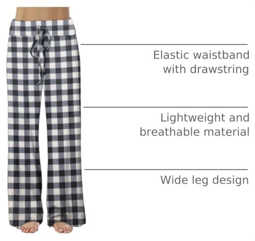 Image of iChunhua Women's Comfy Stretch Floral Print Drawstring Palazzo Wide Leg Lounge Pant