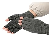 MLPKOI 2 Paare Arthrose Handschuhe, Fingerlose Handschuhe, Kompressionshandschuhe, Arthritis Handschuhe für Arbeit Schlafen Sport,Bietet Halt und Wärme für die Finger, für Herren Damen (Grau)