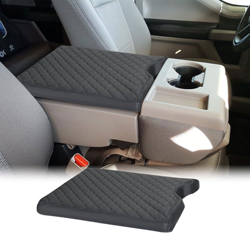 Xaido Center Console Cover Compatible with 2015-2024 2025 Ford F150 & 2017-2025 F250 F350 F450 with 40/20/40 Jump Seat Leather Armrest Protector Pad (Jump Seat Only)