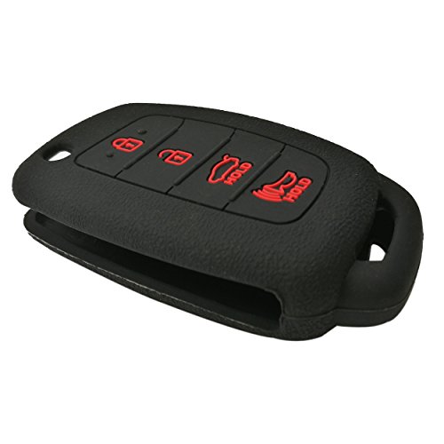 2Pcs Coolbestda Silicone 4Buttons Flip Key Fob Remote Cover Protector Keyless Entry Case For Hyundai Sonata Santa Fe Tucson Black #TOP2