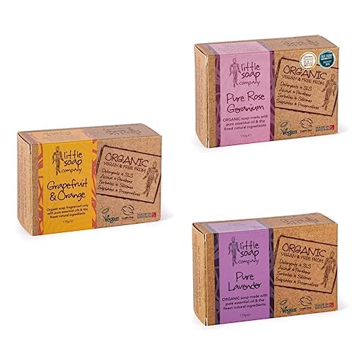 Little Soap Company Organic Soap Bar Bundle - Vegan, Cruelty Free, No SLS or Parabens, 3 x Natural Eco Friendly Body and Hand Soap bars