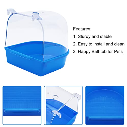 Image of Litewoo Bird Bath Shower Box Hanging Parrot Bathtub Bowl Cage with Hooks Birdcage Cage Accessory Bathing Tub Suitable for Small Animal Parakeet Canary Budgies Parrot (Random Color) (one-Piece)