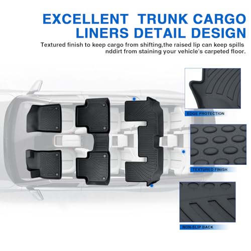 MOFANS Floor Mats Cargo Liners Fit for Volkswagen VW Atlas (6 Seat) 2024 2023 2022 2021 2020 2019 2018,Full Set Carpet All Weather Protector Mats TPE Black (Not Fit for Atlas Cross Sport) - Thumbnail 6