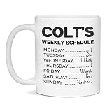 Colt weekly schedule retirement coworker employee coffee mug, 11-Ounce White