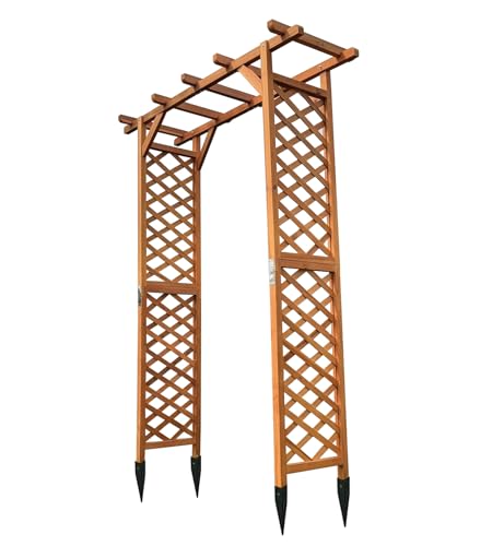 Selections Wooden Garden Arch with Square Top (Tan) & Metal Ground Spikes