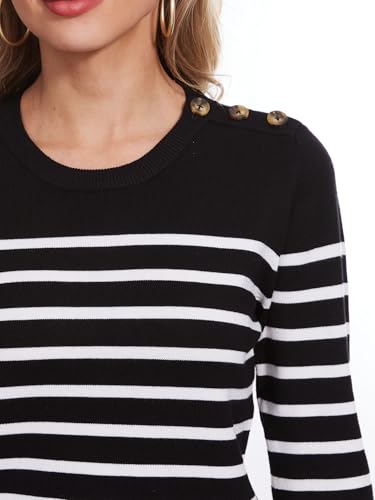 Spicy Sandia Women's Lightweight Long Sleeve Crew Neck Sweaters Striped Casual Knit Pullover Tops3