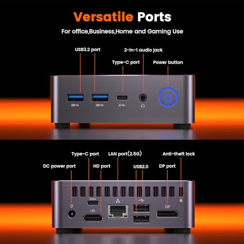 PELADN Mini PC Gaming, Ryzen 7 7735U (8C/16T, up to 4.75Ghz),32GB DDR5/1TB NVMe SSD,Dual Type-C/DP/HD,Mini Desktop Computer,WiFi6 4K/60Hz Quadruple-Display USB3.2/BT5.2 Mini Computers image 8