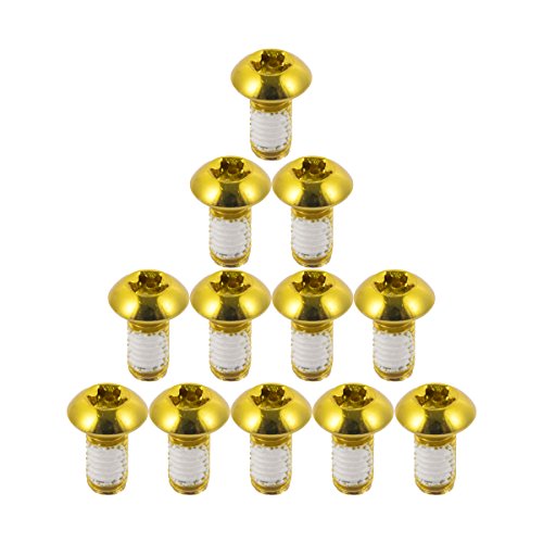 Chooee 12Pcs MTB Tornillos Bicicleta Bici Disco Freno Rotos Pernos Disc Negro M5x10mm Brake Rotor Bolts,oro