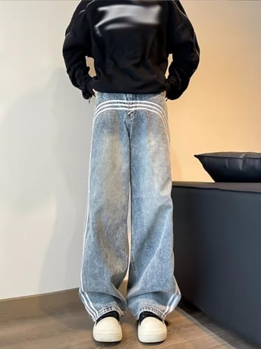 Baggy Jeans for Men Y2K Striped Design Straight Leg Casual Fashion Grunge Denim Pants Hip Hop Harajuku Streetwear2
