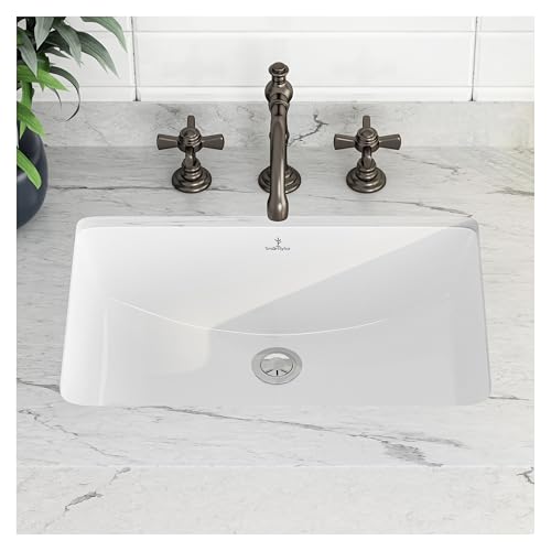 SmartSylva 21" Rectangular Undermount Bathroom Sink, Porcelain Ceramic Lavatory Vanity