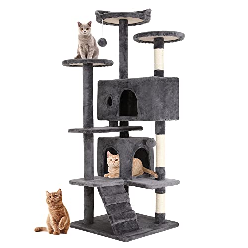 FDW Arbre à Chat Hauteur 139 cm Tour de Jeux pour Chat avec 2 Niches 3...