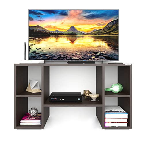Image of ESTANTERIA Tv Cabinet for Living Room Engineered Wood TV Entertainment Unit Set Top Box Tv Stand Table /TV Cabinet with Shelves for Books & Dcor Display Unit Bed Living Room(Brown)(30D x 81.2W x 45H)