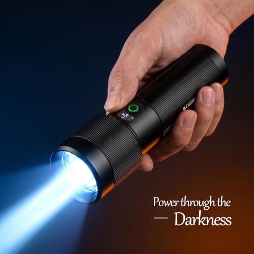 Image of IBELL Castor FL8790S Rechargeable 6000 mAh LED Flashlight, Portable Torch with Digital Display, Type C Charging, Adjustable Focus, Compact Design for Home, Outdoor, Camping & Emergency Use (Black)