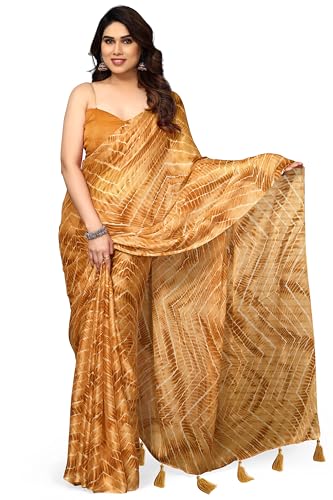 Image of MIRCHI FASHION Saree for Woman Chiffon Shibori Printed | Lightweight Regular Use and Professional Office Sari with Blouse Piece