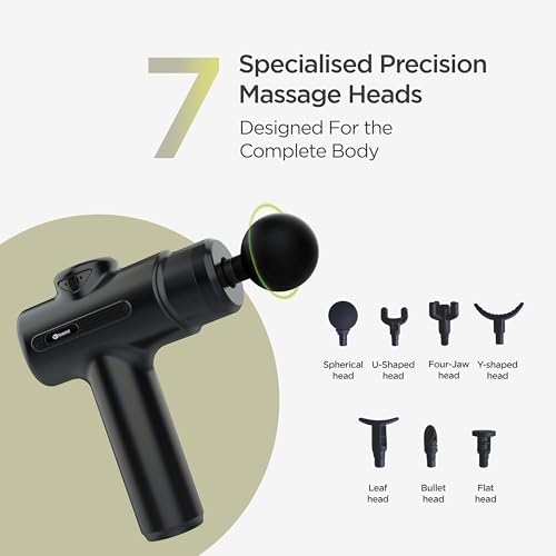 Image of Inbase Axon Pulse - Handheld Percussion Massage Gun, 6 Speeds, 5 Attachments, Quiet Motor, USB-C Rechargeable - Deep Tissue Muscle Relief