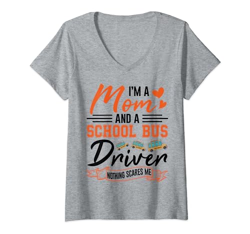 Donna School Bus Driver Gift Bus Driver Mom Shirt Funny Mom Maglietta con Collo a V